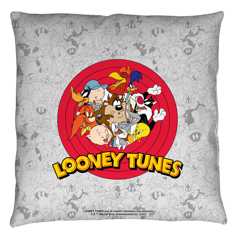 Looney Tunes Group Burst Throw Pillow | Blue Culture Tees