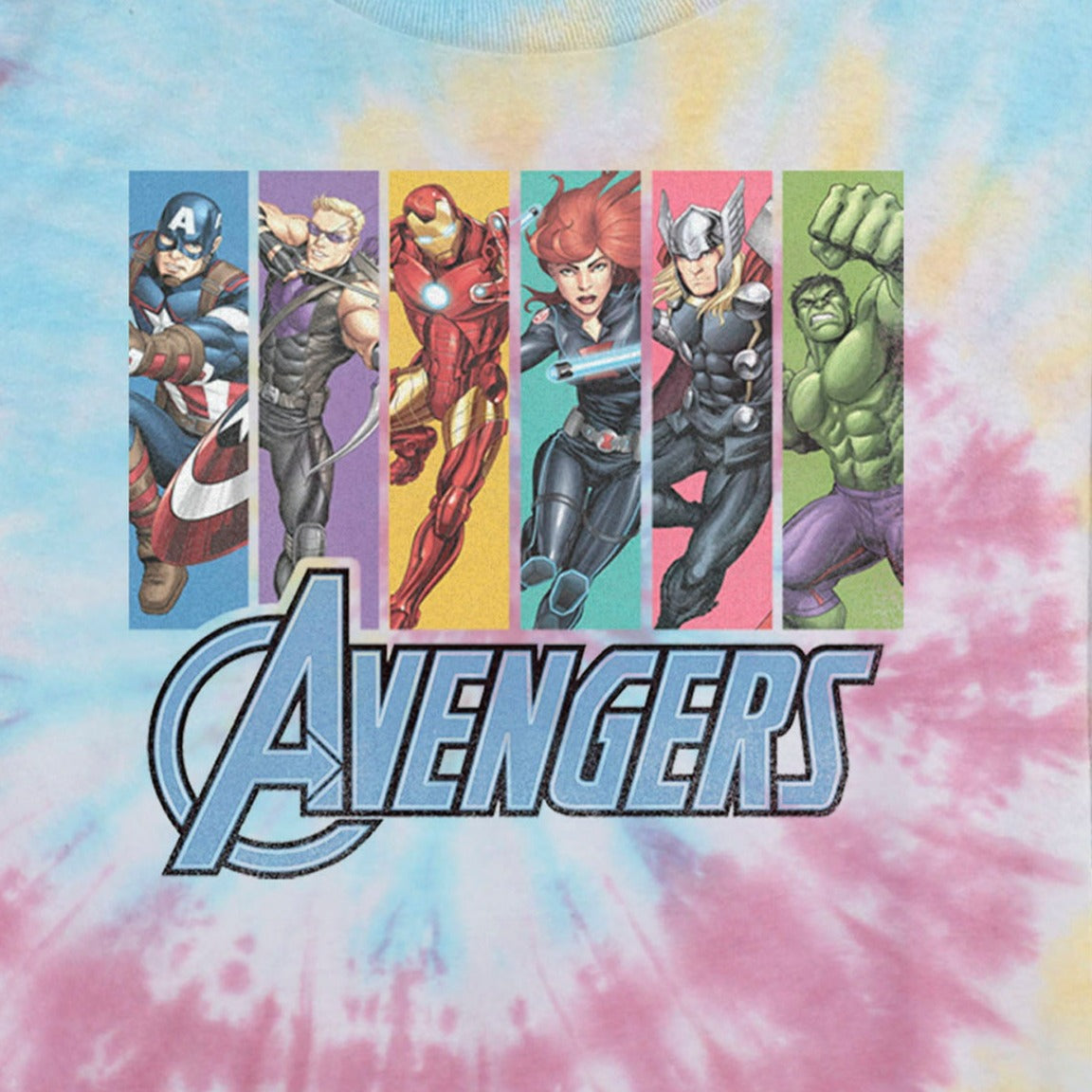 Junior's Marvel Avengers Unite Tie-Dye Swirl T-Shirt