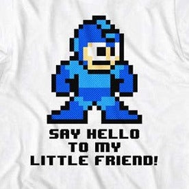 Mega Man Say Hello To My Little Friend T-Shirt- Blue Culture Tees