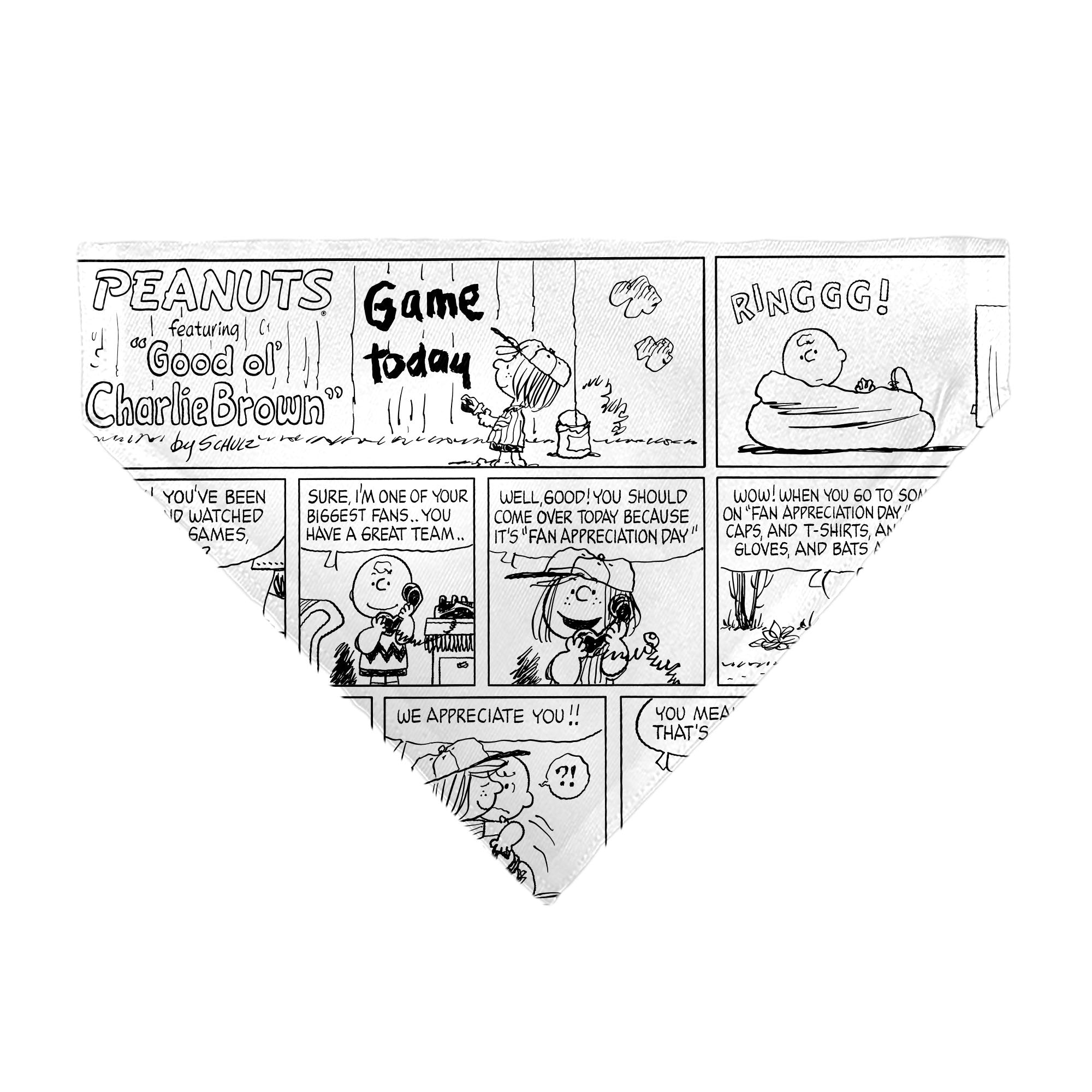 Pet Bandana - PEANUTS Good Ol Charlie Brown Comic Scene Blocks White/Black