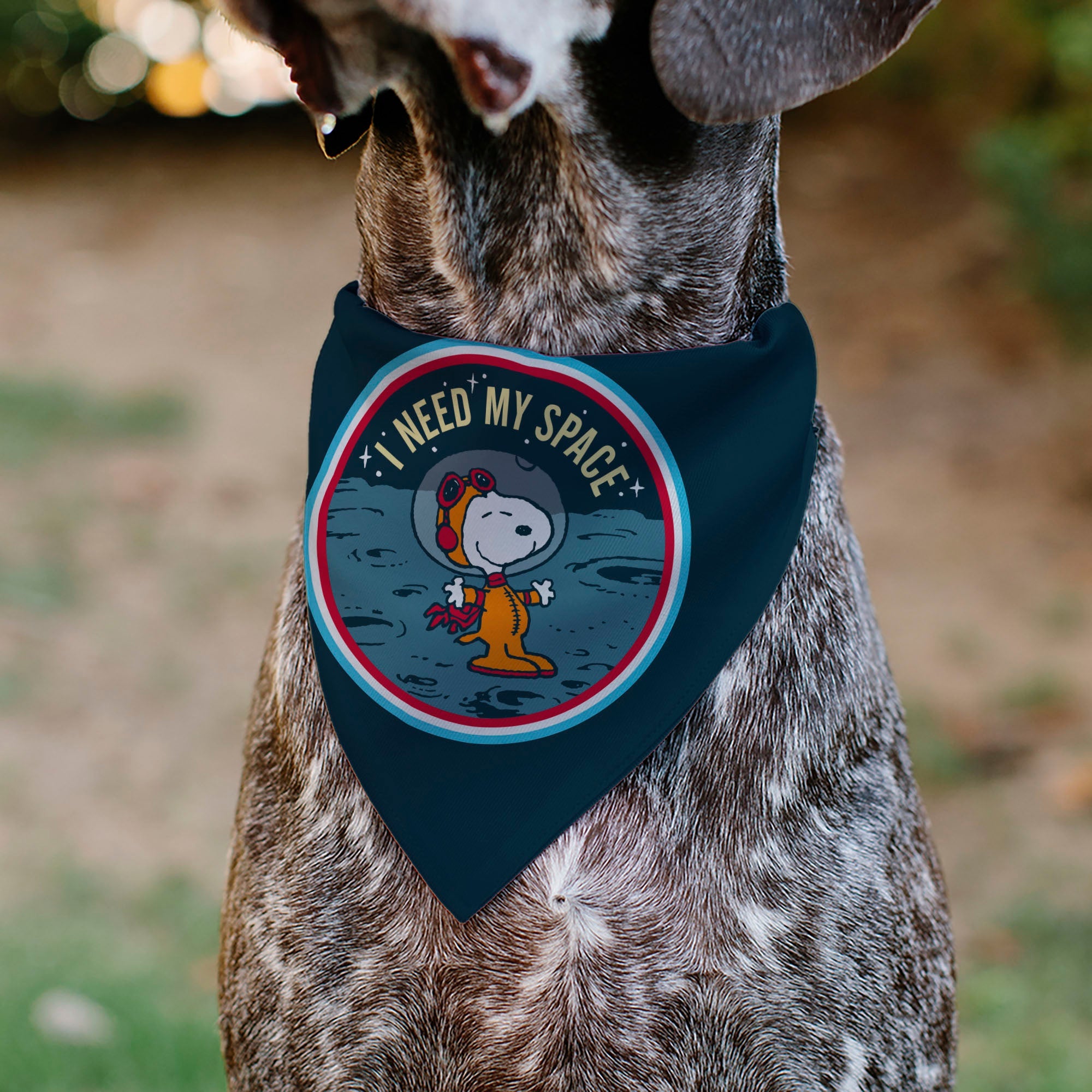 Pet Bandana - Peanuts Astronaut Snoopy I NEED MY SPACE Pose Blue