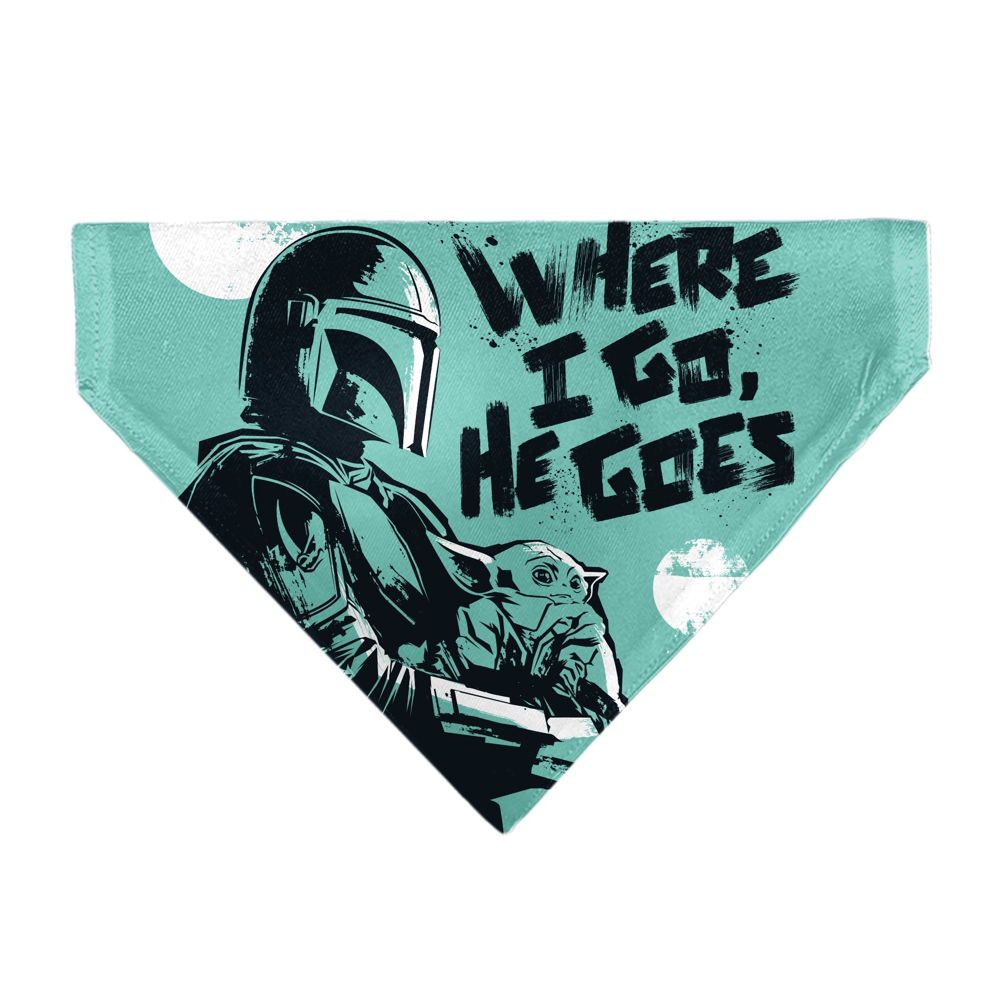 Pet Bandana - Star Wars The Madalorian and Grogu WHERE HE GOES I GO Pose Blue/Black