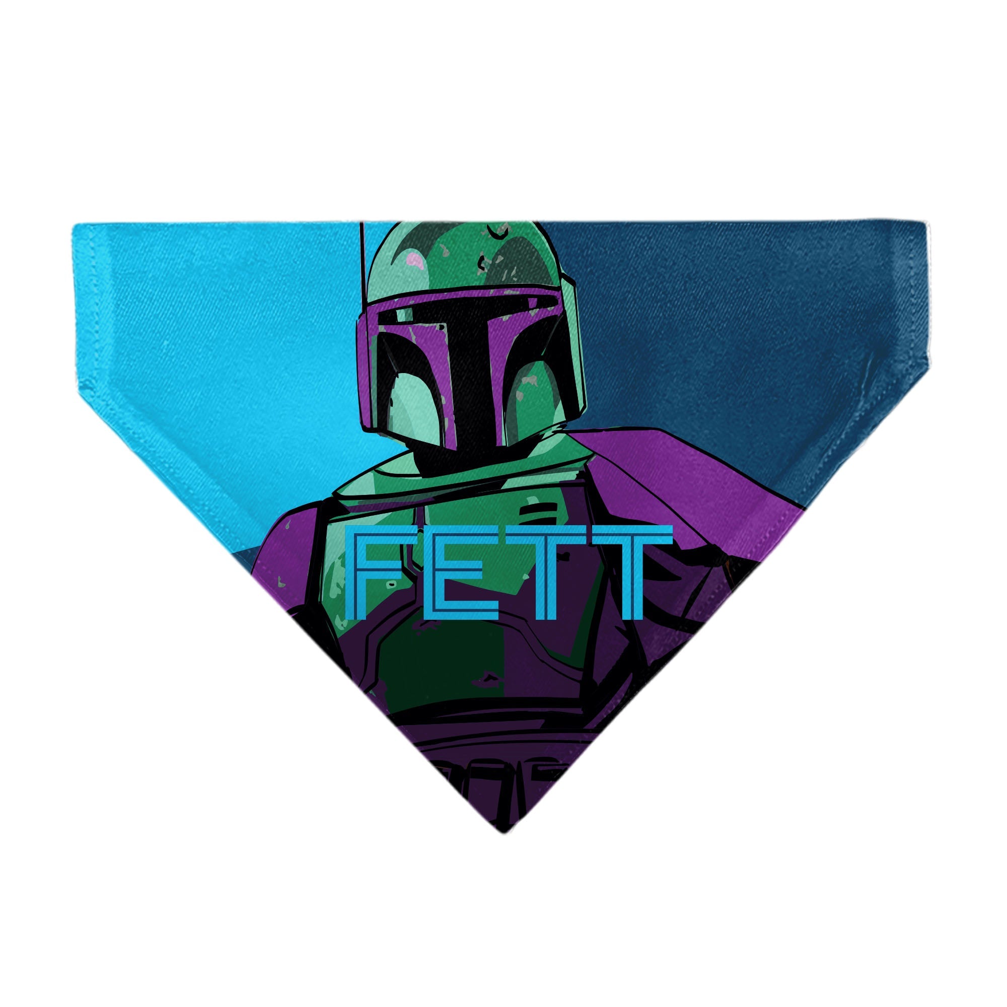 Pet Bandana - Star Wars FETT Text and Boba Fett Pop Art Pose Blues