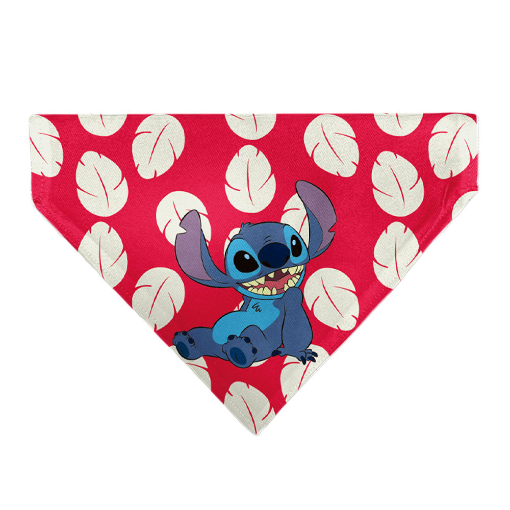 Pet Bandana - Lilo Dress Leaves & Stitch Sitting Pose Red/White