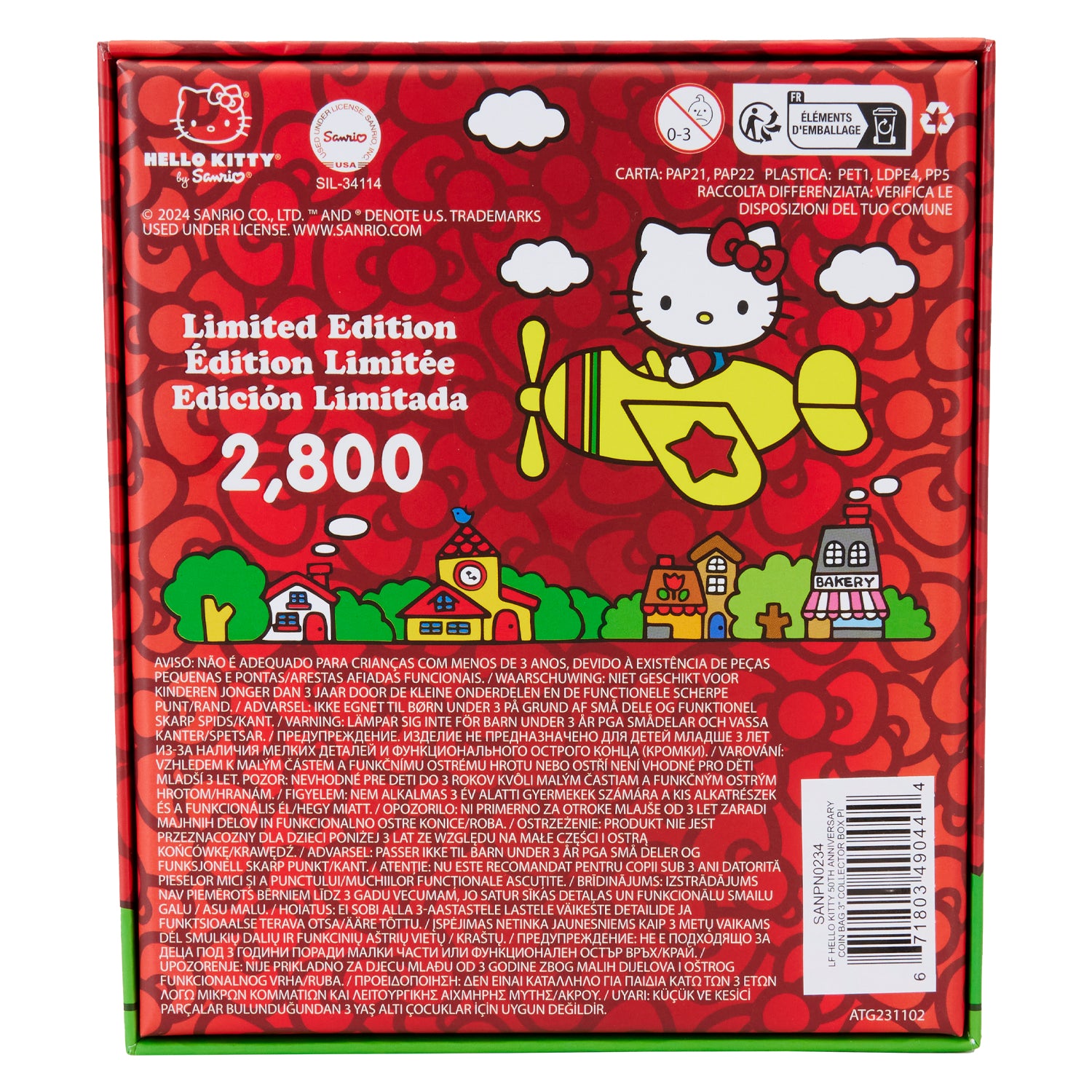 Loungefly Sanrio Hello Kitty 50th Anniversary Coin Bag 3" LE Collector Box Pin