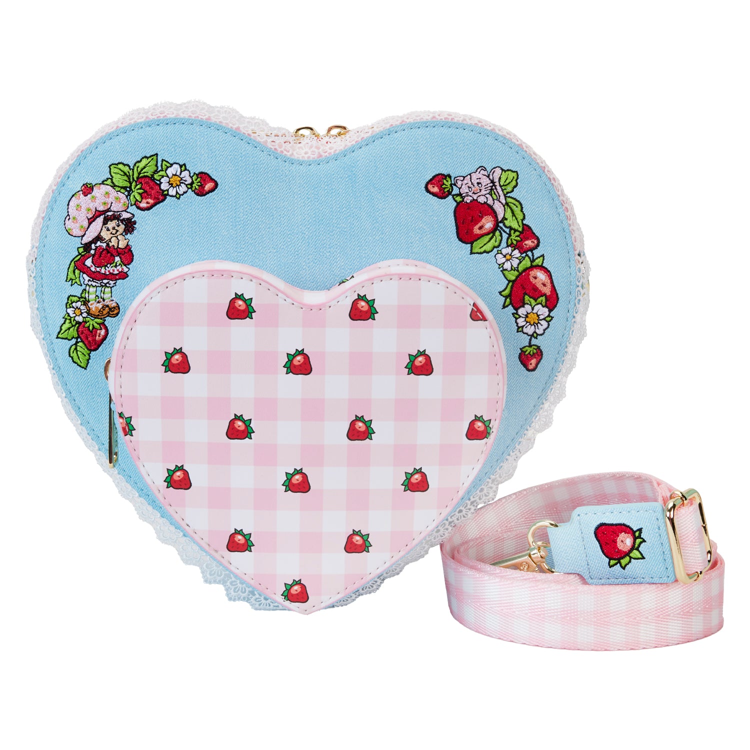 Loungefly Strawberry Shortcake Denim Heart Crossbody Bag