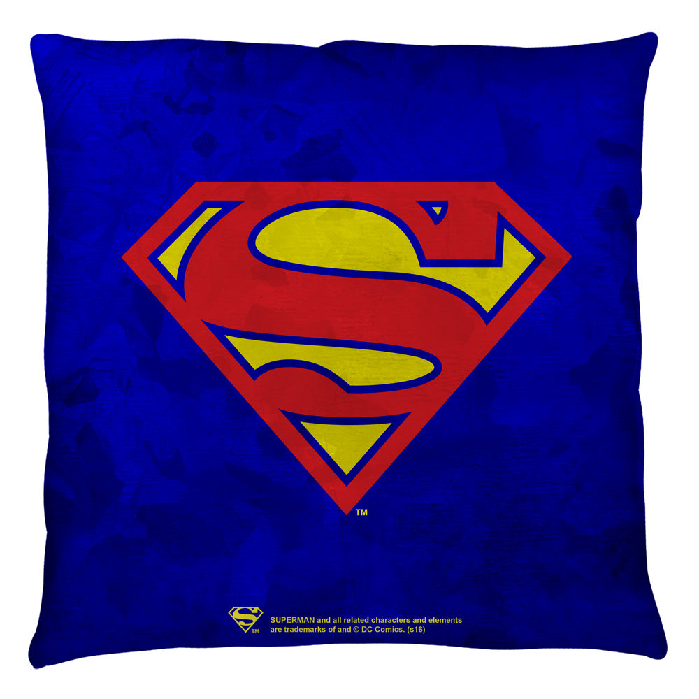 Superman Galvanized Shield Throw Pillow | Blue Culture Tees