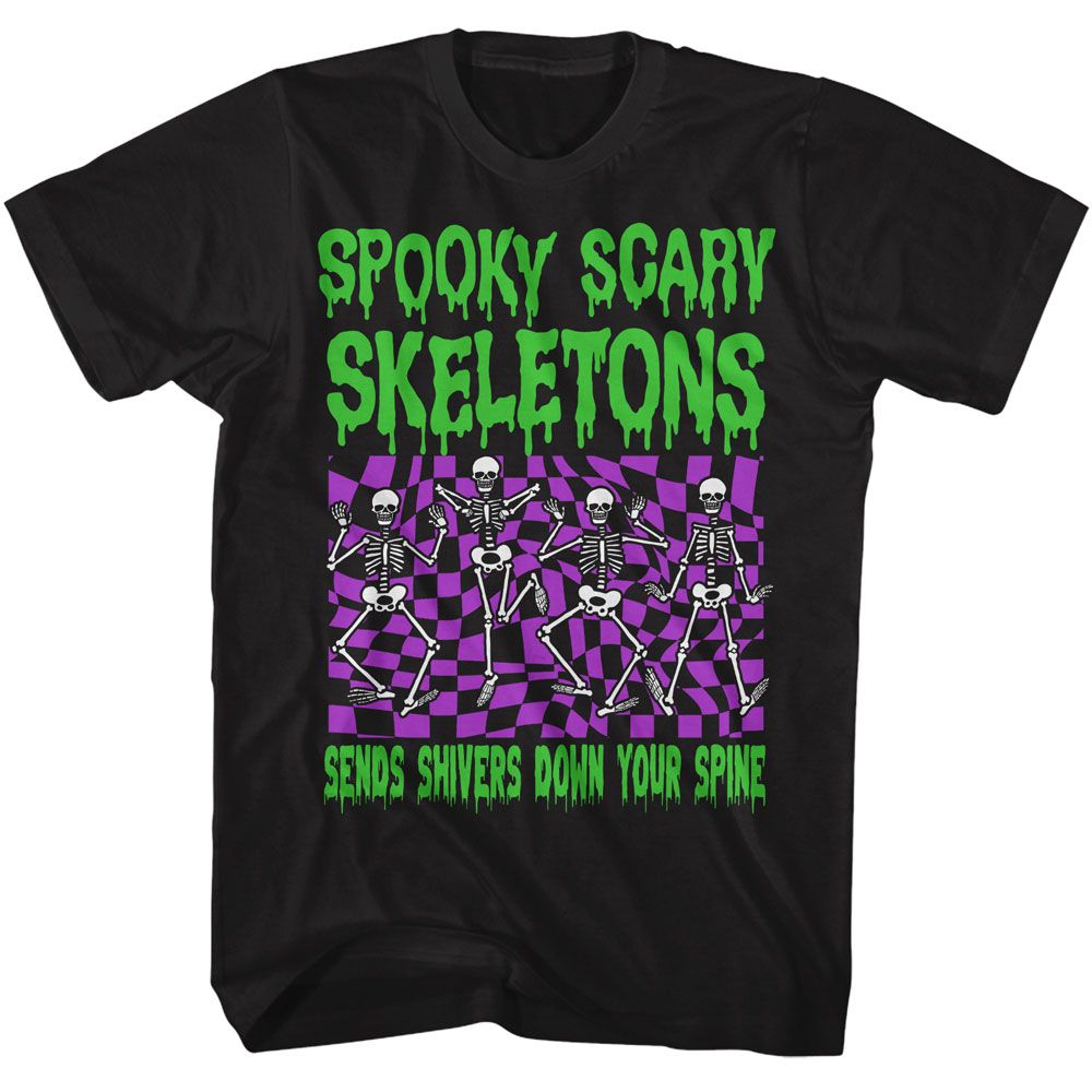 Spooky Scary Skeletons Checkers T-Shirt