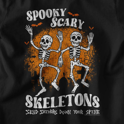 Youth Spooky Scary Skeletons Bats and Graves T-Shirt | Blue Culture Tees