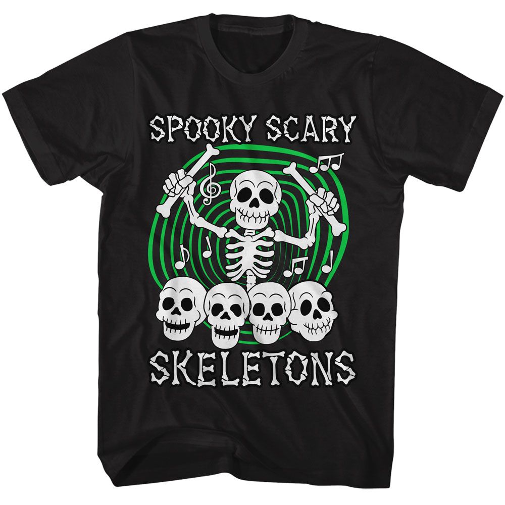 Spooky Scary Skeletons Skull Drummer T-Shirt