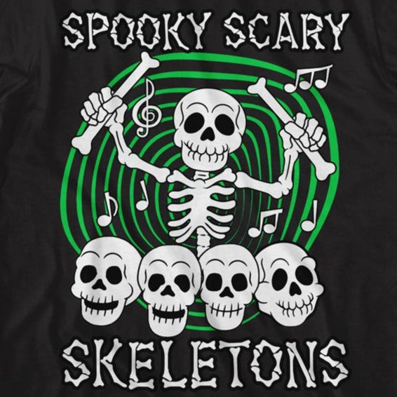 Spooky Scary Skeletons Skull Drummer T-Shirt