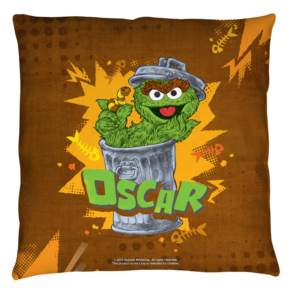 Sesame Street Oscar Throw Pillow | Blue Culture Tees