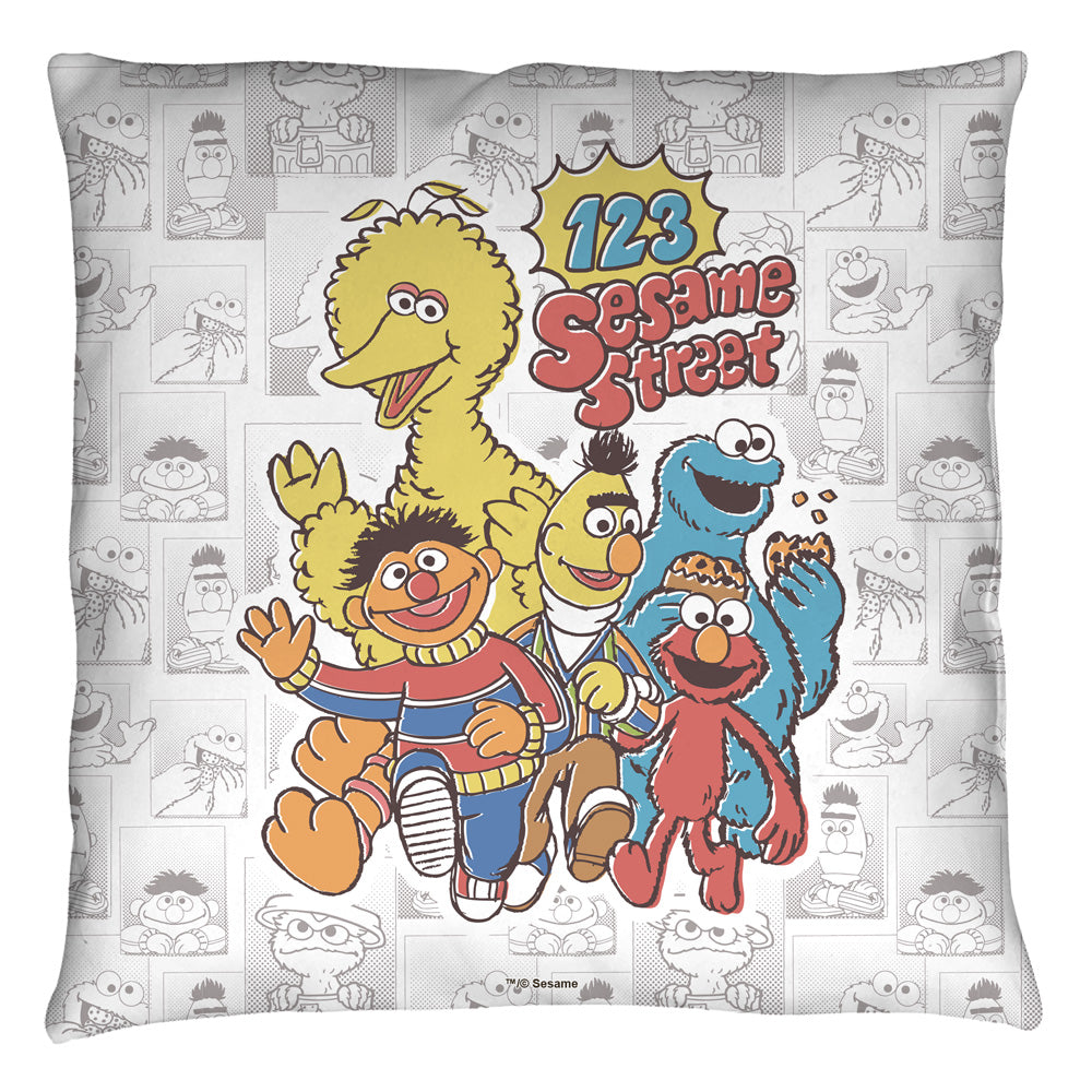 Sesame Street 123 Sesame Street Throw Pillow | Blue Culture Tees