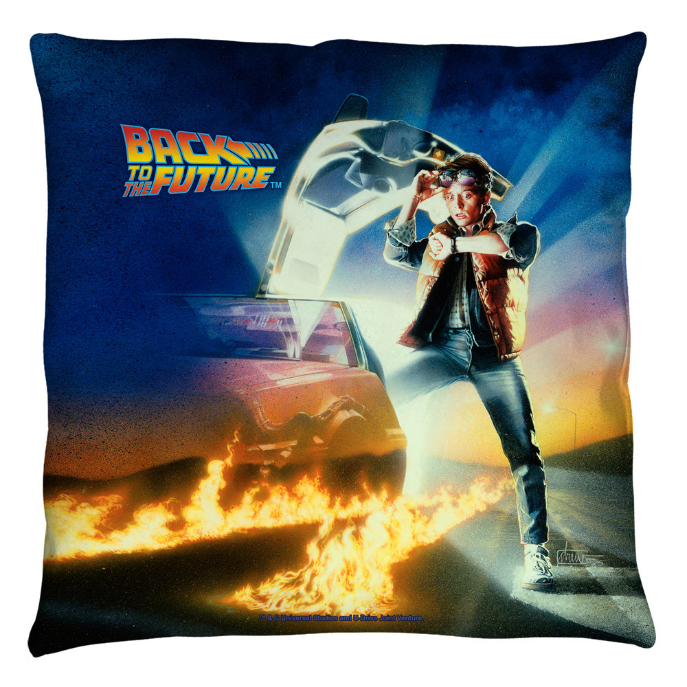 Back To The Future BTTF Poster Throw Pillow | Blue Culture Tees