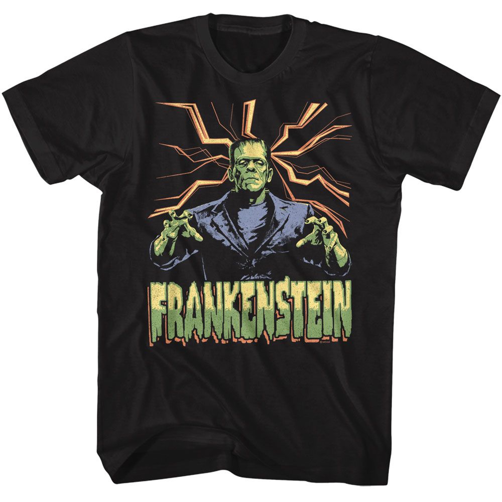 Universal Monsters Frankenstein Lightning Bg T-Shirt