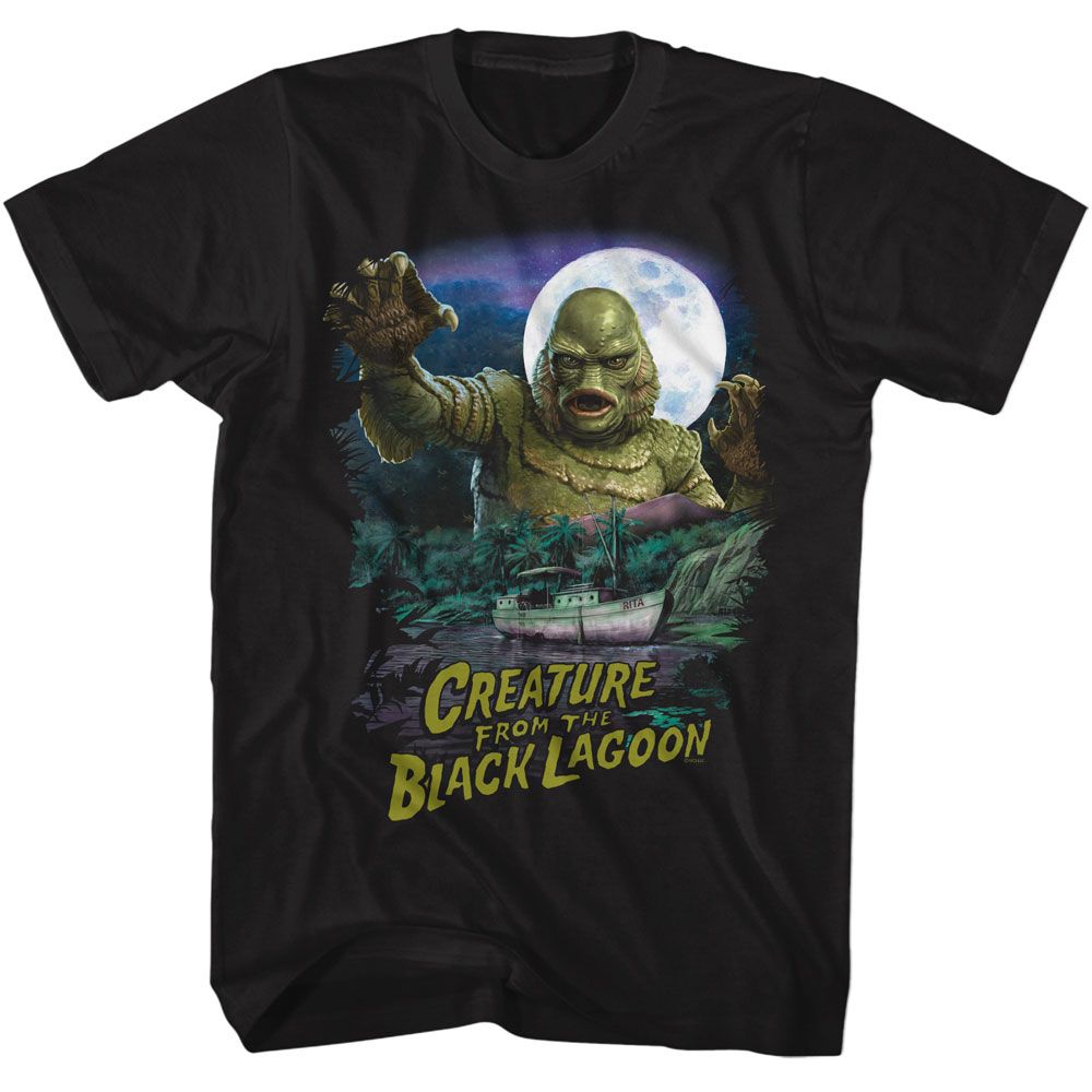 Universal Monsters Creature And Boat Scene T-Shirt