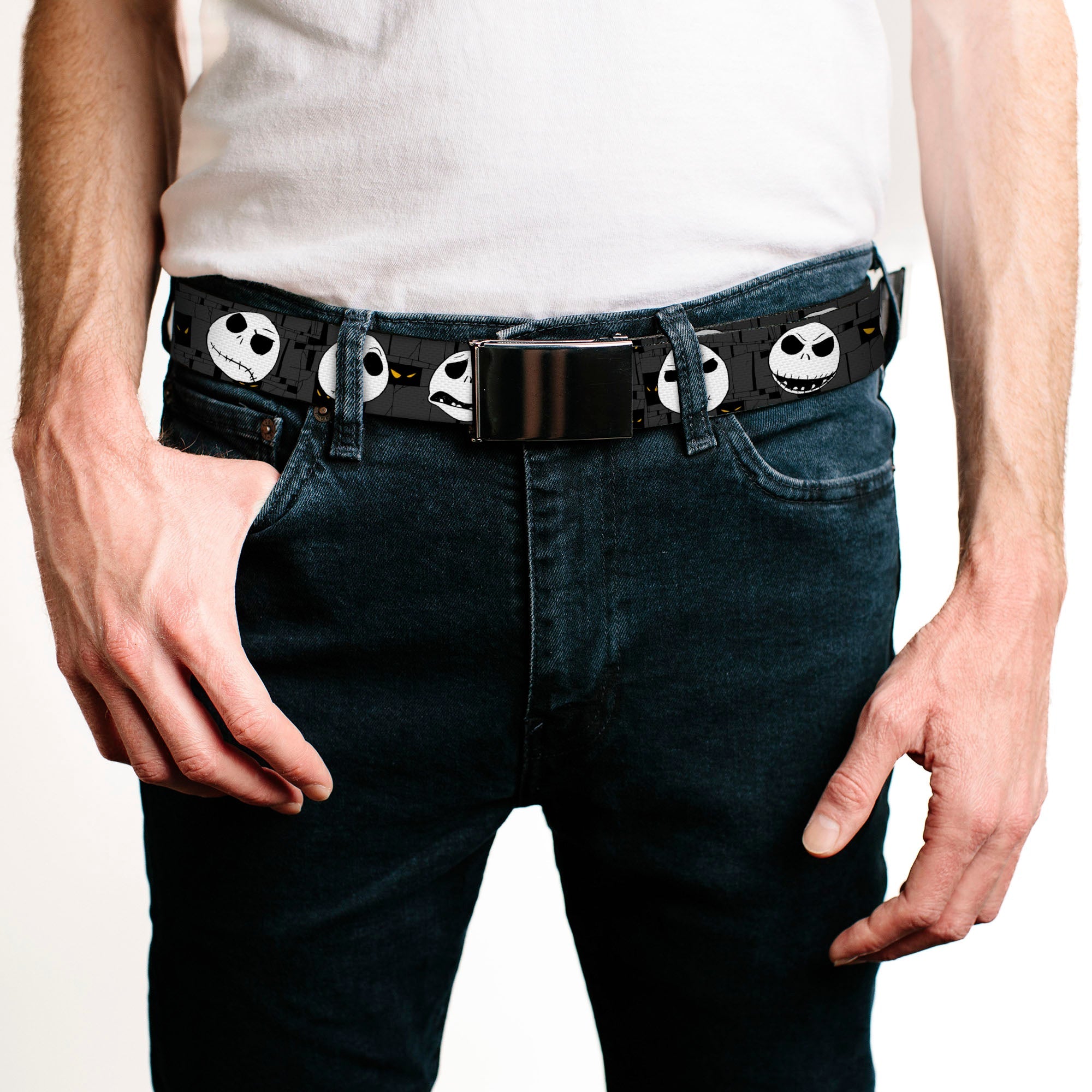 The Nightmare Before Christmas Jack Expressions Gray Black Buckle Web Belt