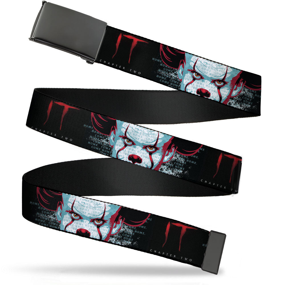 IT Chapter Two Pennywise Face Black Buckle Web Belt | Blue Culture Tees