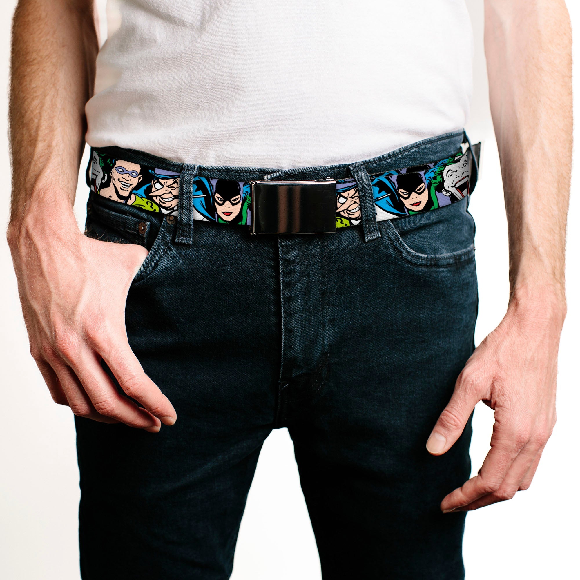 Justice League Villains Black Buckle Web Belt | Blue Culture Tees