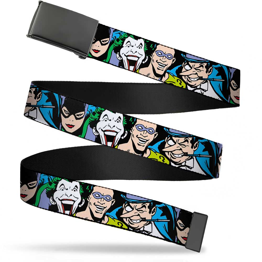 Justice League Villains Black Buckle Web Belt | Blue Culture Tees