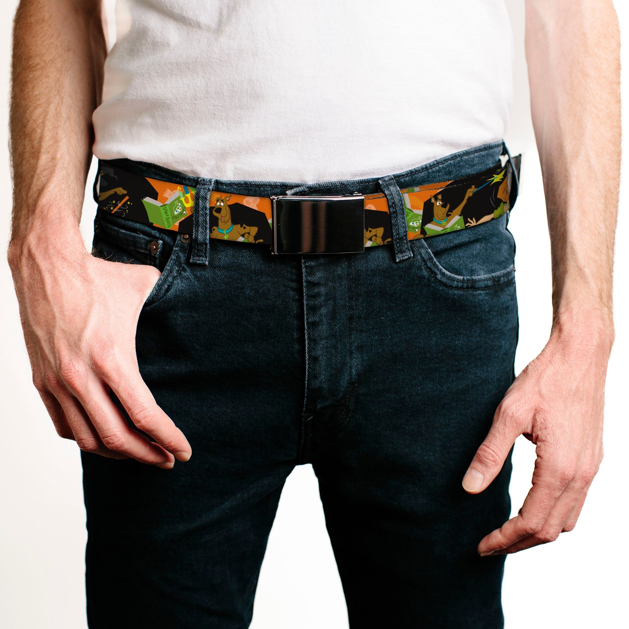 Scooby-Doo Halloween/Snack Spells Black Buckle Web Belt | Blue Culture Tees