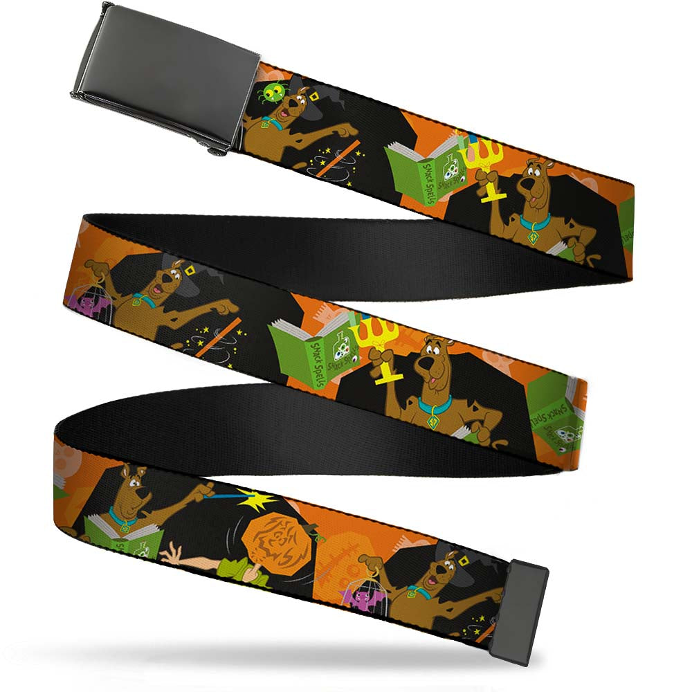 Scooby-Doo Halloween/Snack Spells Black Buckle Web Belt | Blue Culture Tees