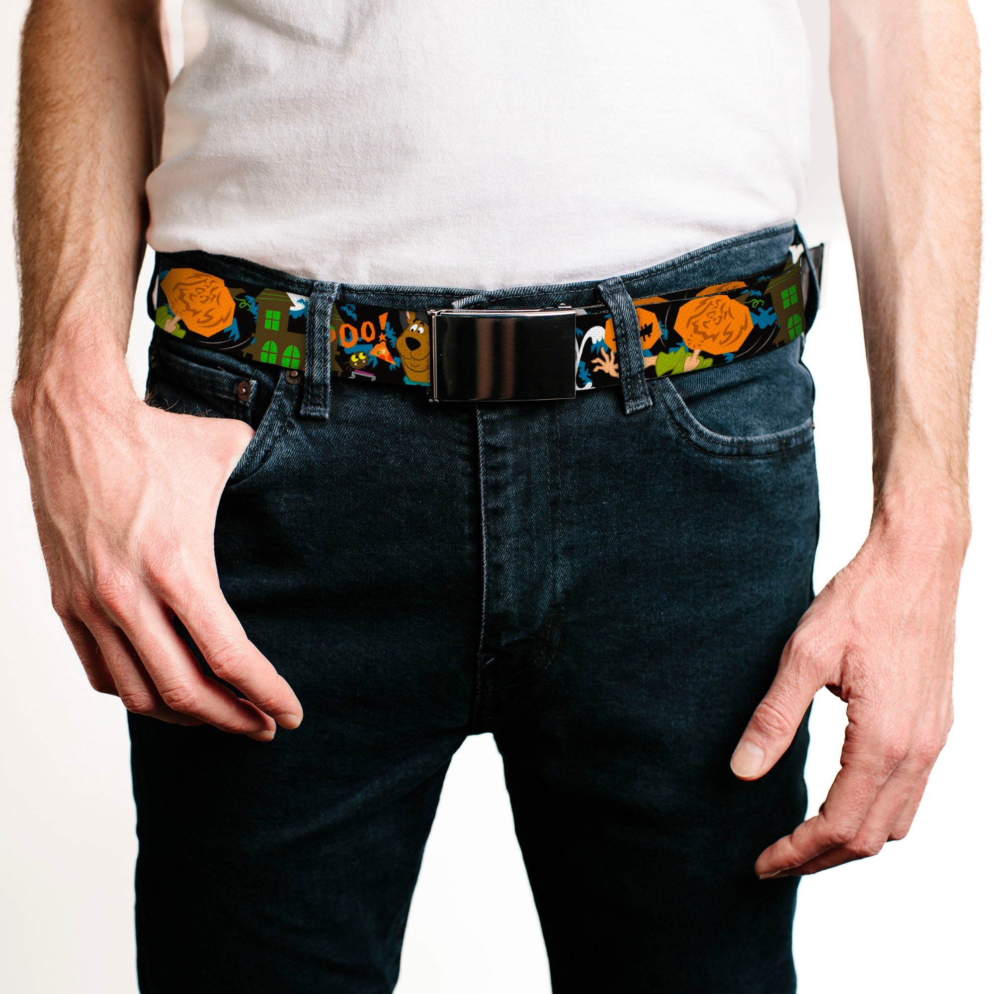 Scooby-Doo Halloween/Ghosts BOO! Black Buckle Web Belt