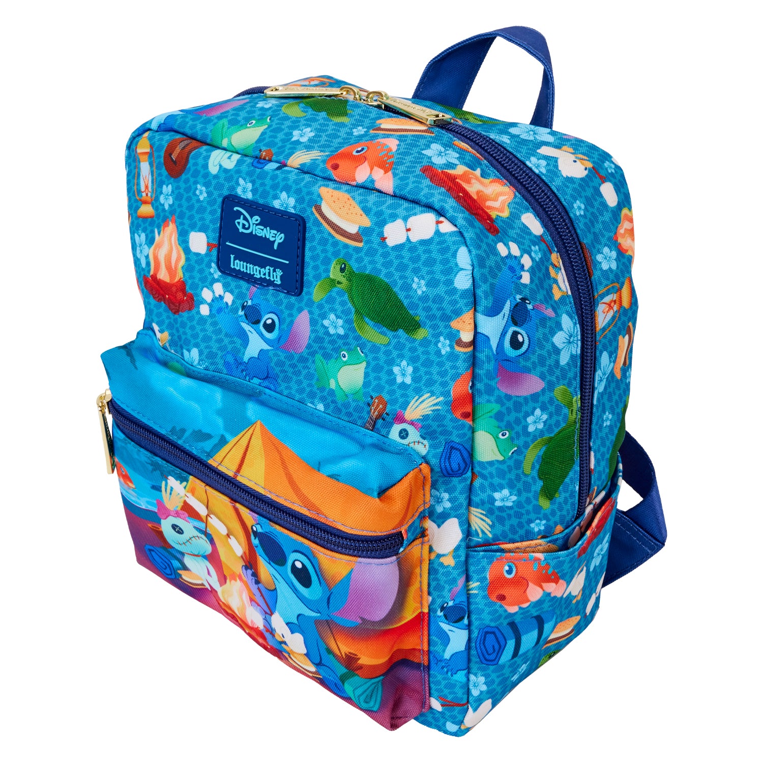 Loungefly Disney Lilo and Stitch Camping Cuties AOP Nylon Mini Backpack