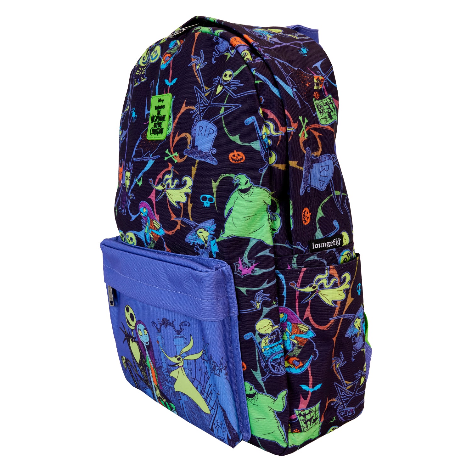 Loungefly Disney Nightmare Before Christmas GITD Full-Size Nylon Backpack | Blue Culture Tees