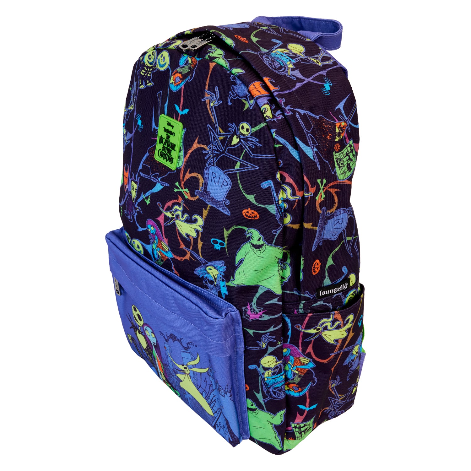 Loungefly Disney Nightmare Before Christmas GITD Full-Size Nylon Backpack | Blue Culture Tees