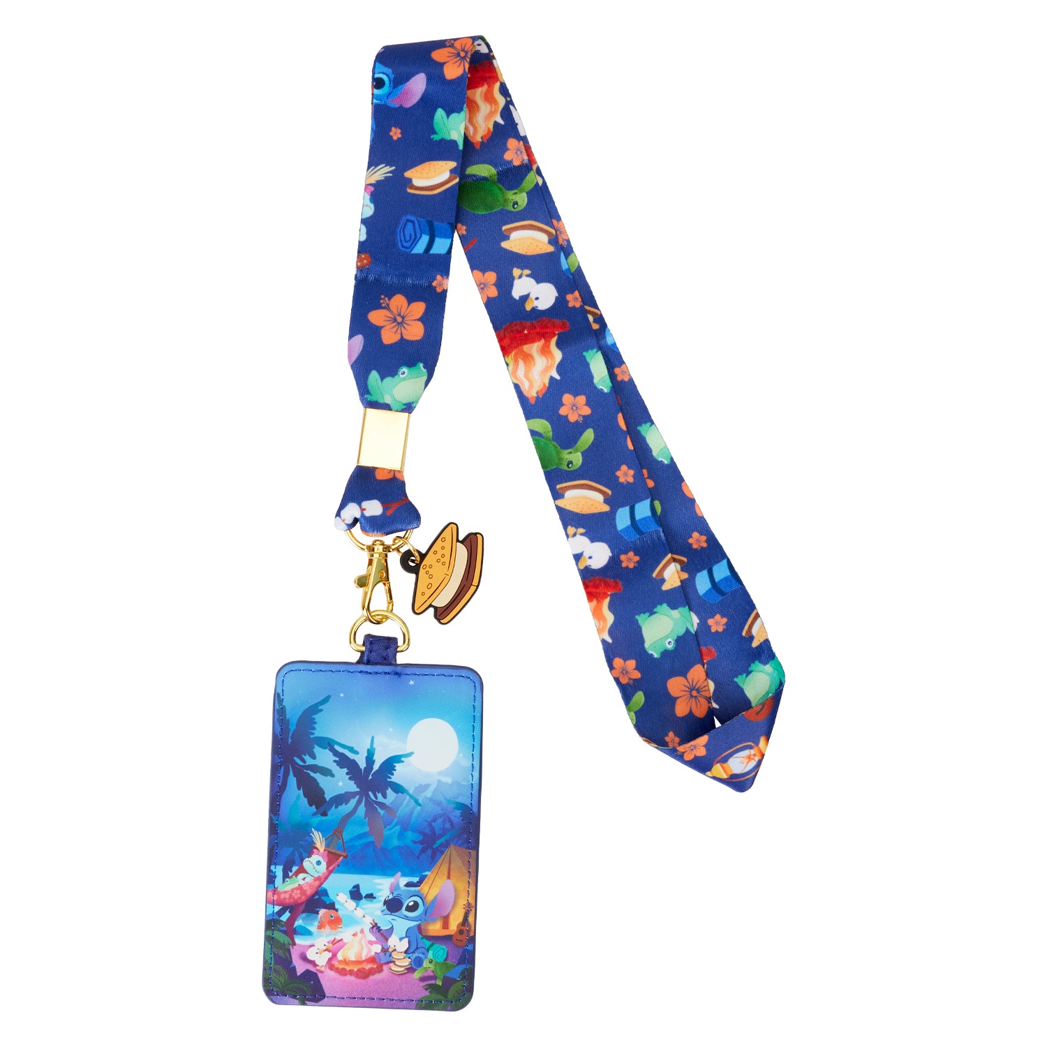 Loungefly Disney Lilo and Stitch Camping Cuties Lanyard with Cardholder 