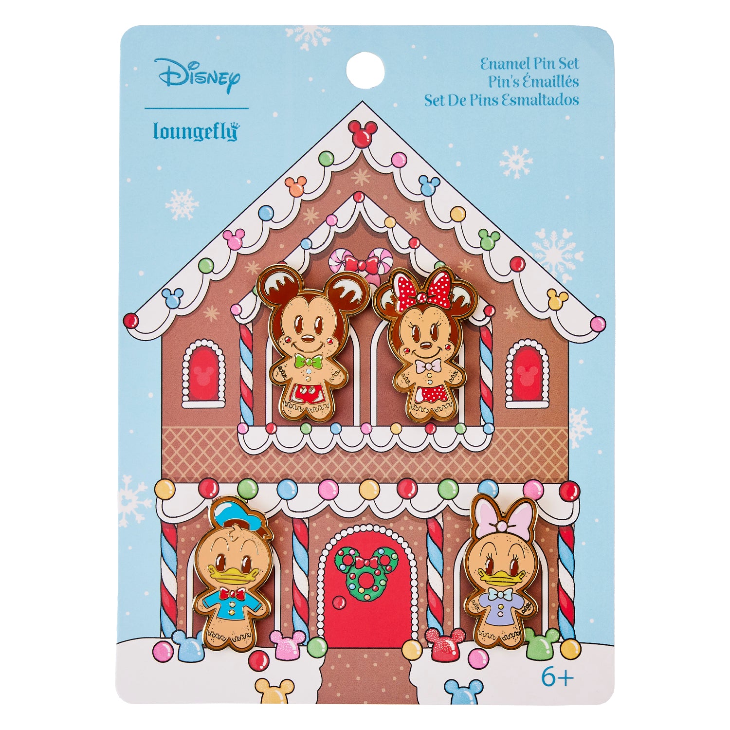 Loungefly Disney Mickey & Friends Gingerbread 4 Piece Pin Set  - *PREORDER*