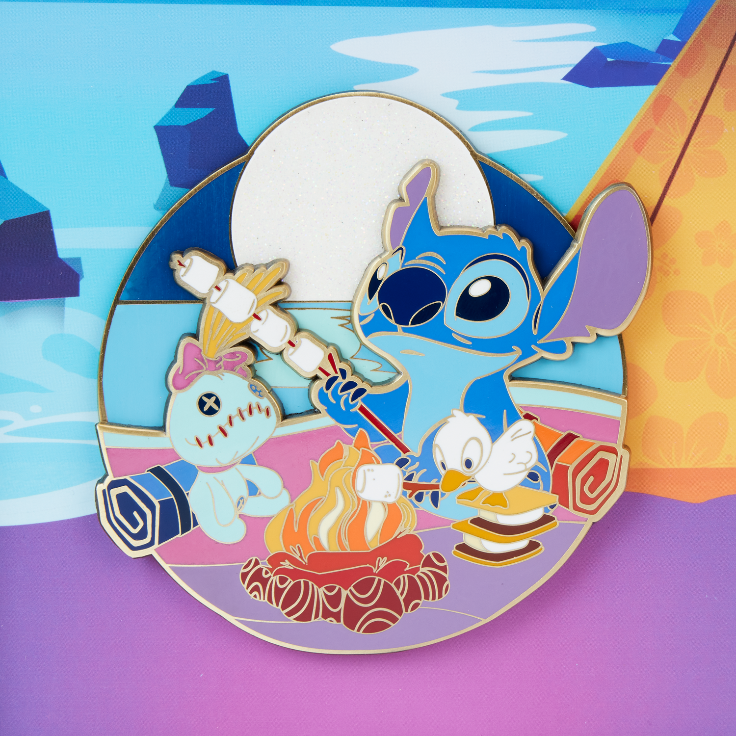 Loungefly Disney Lilo and Stitch Camping Cuties 3" LE Collector Box Pin