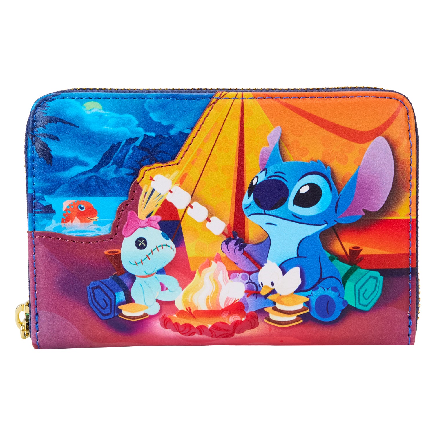 Loungefly Disney Lilo and Stitch Camping Cuties Zip Around Wallet