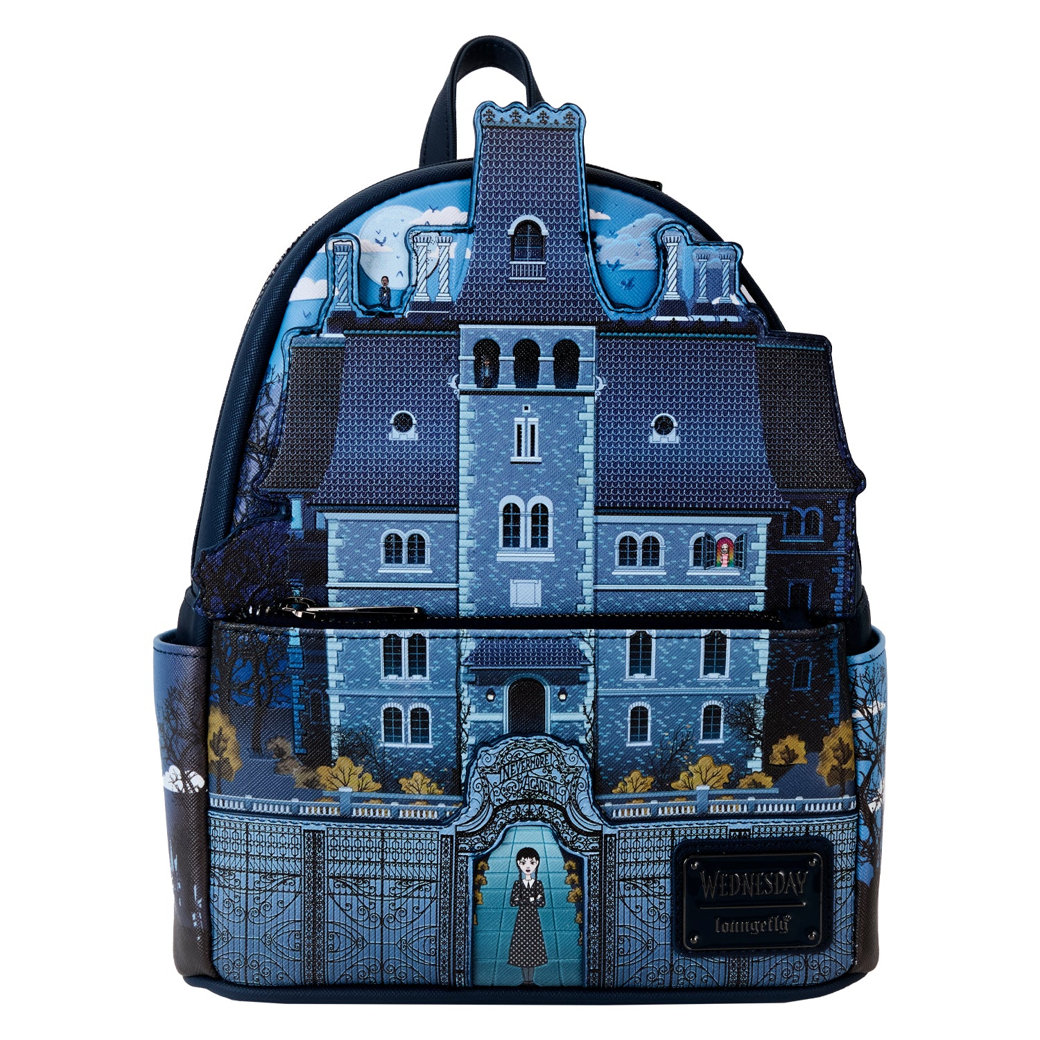 Loungefly Wednesday Nevermore Academy GITD Mini Backpack | Blue Culture Tees