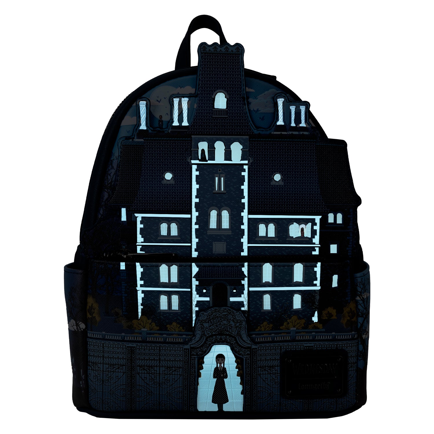 Loungefly Wednesday Nevermore Academy GITD Mini Backpack | Blue Culture Tees