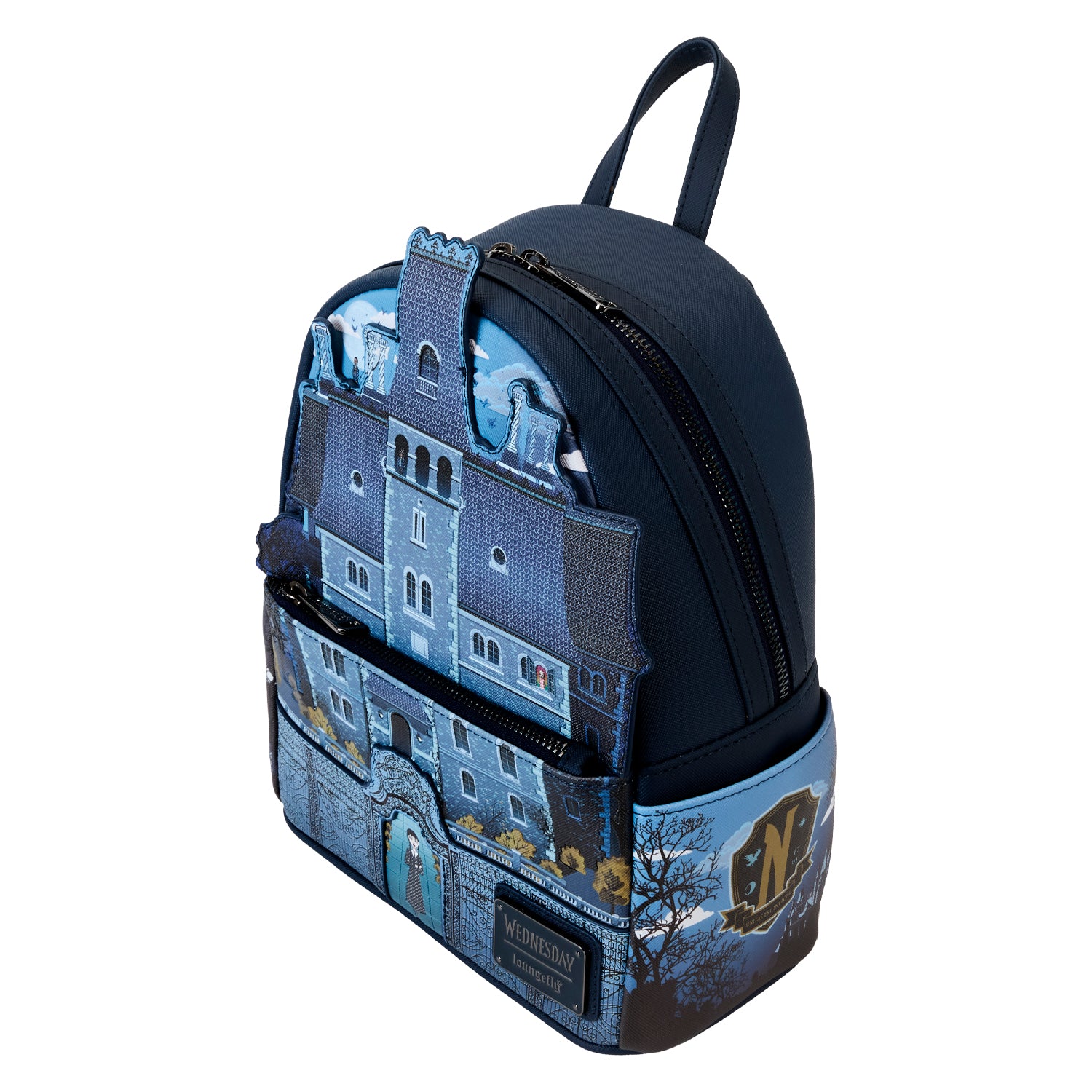 Loungefly Wednesday Nevermore Academy GITD Mini Backpack | Blue Culture Tees