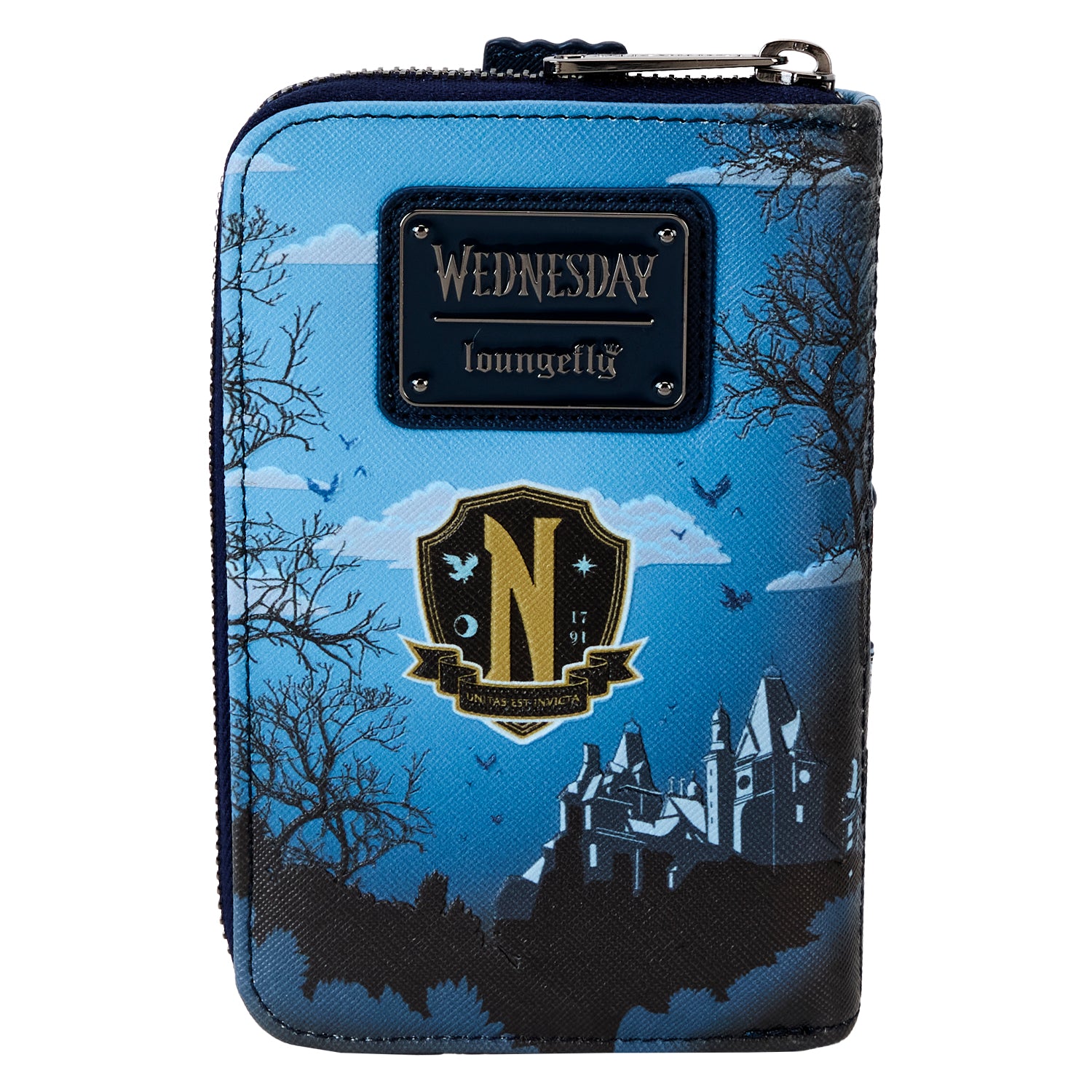 Loungefly Wednesday Nevermore Academy Zip Around Wallet | Blue Culture Tees