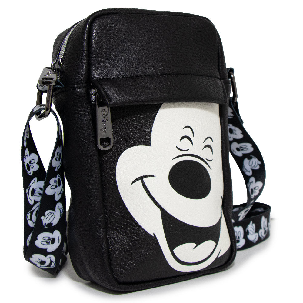 Disney Mickey Mouse Smiling Face Bounding Crossbody Bag | Blue Culture Tees