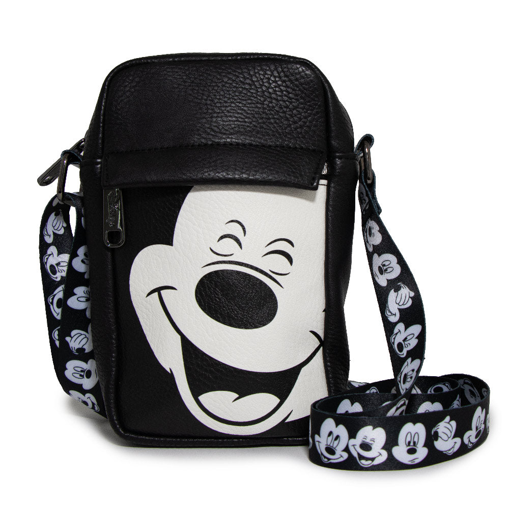 Disney Mickey Mouse Smiling Face Bounding Crossbody Bag | Blue Culture Tees