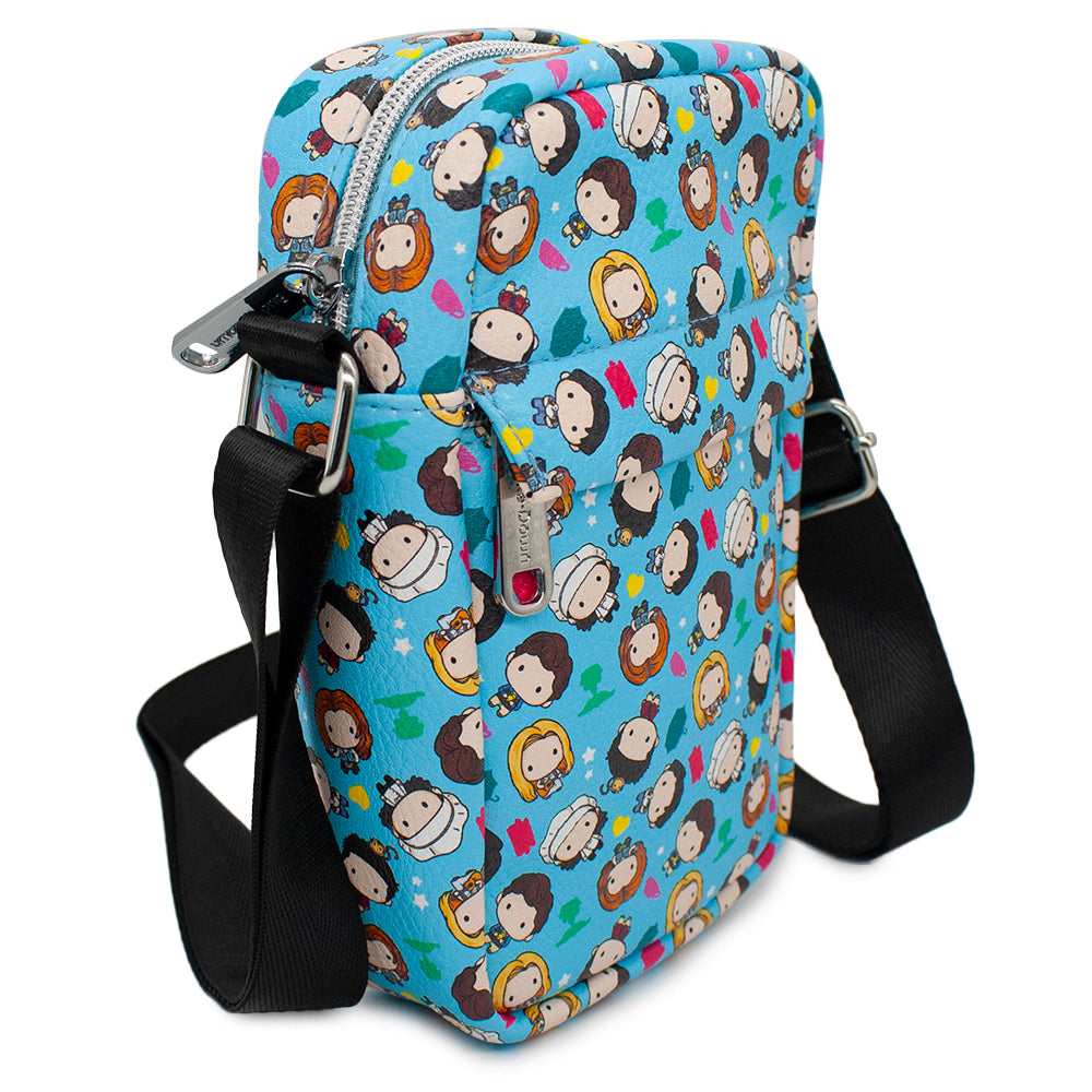 Friends Chibi Character Kids and Icons Bounding Crossbody Bag