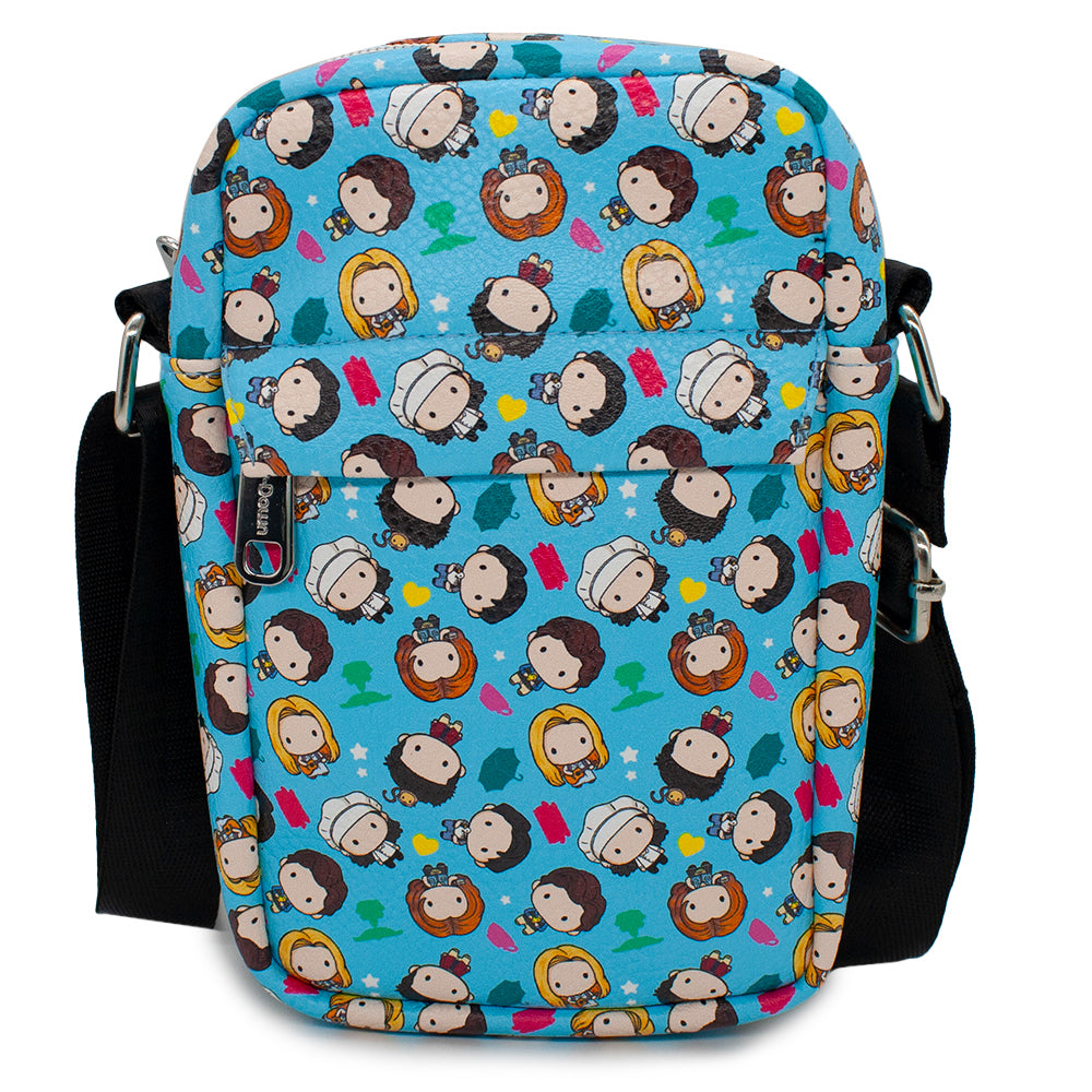 Friends Chibi Character Kids and Icons Bounding Crossbody Bag