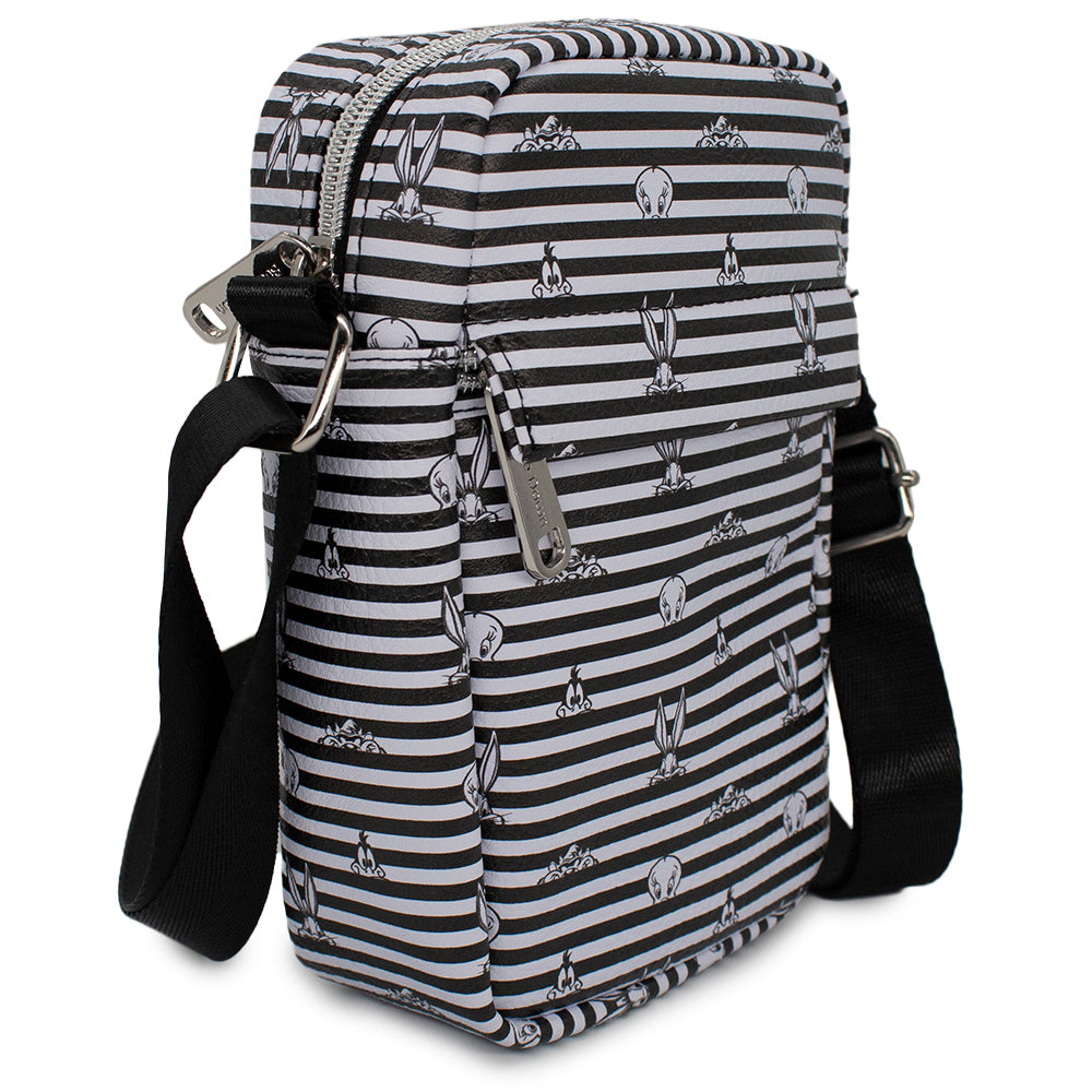 Looney Tunes 4-Character Eyes Striped Crossbody Bag