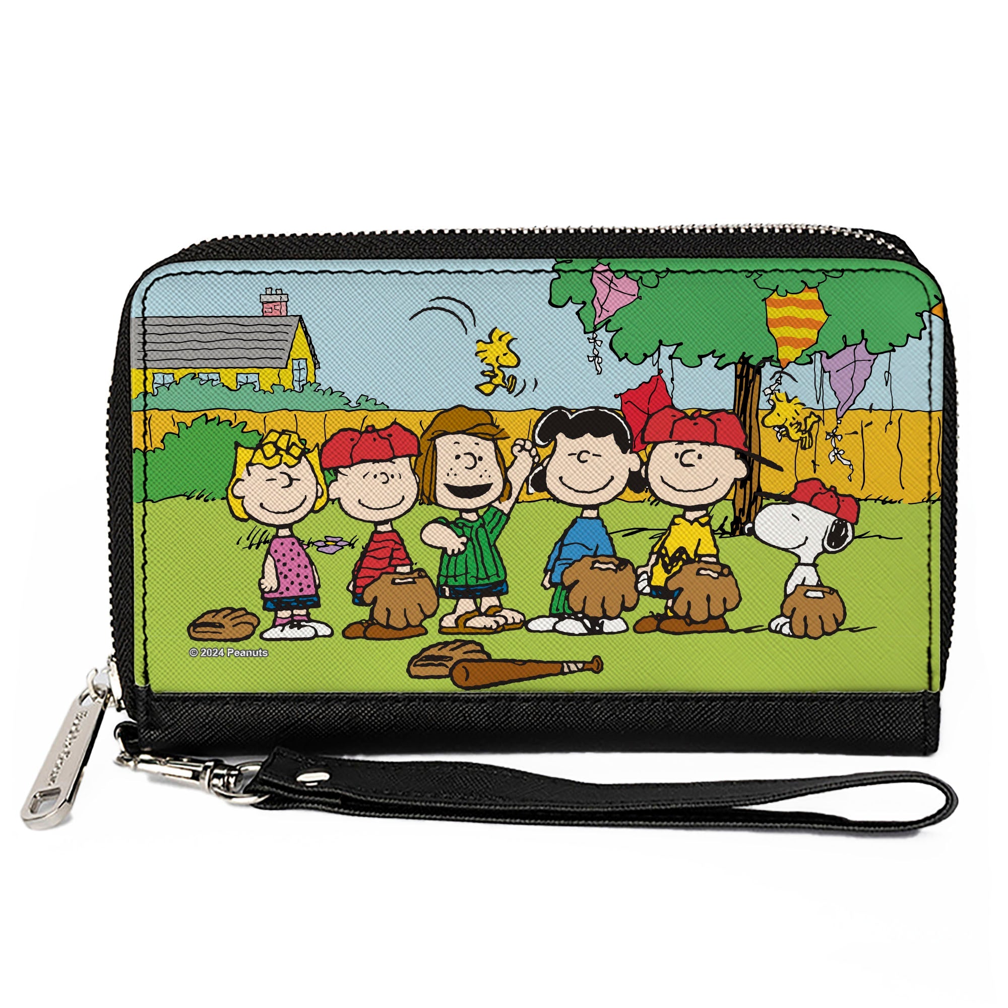 PU Zip Around Wallet Rectangle - Peanuts Gang Backyard Baseball Group Pose