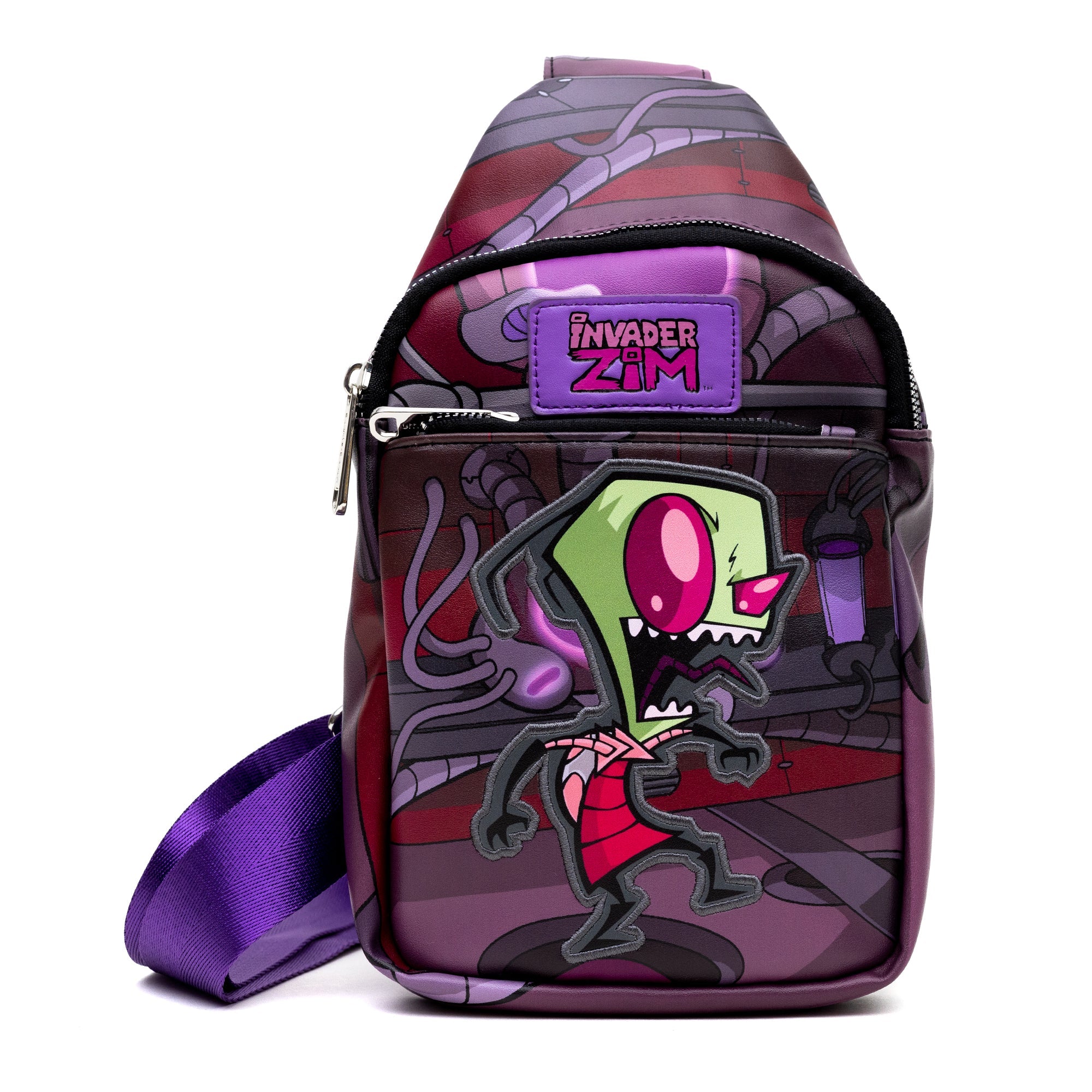 Nickelodeon Invader Zim Laughing Pose Applique Crossbody Sling Bag