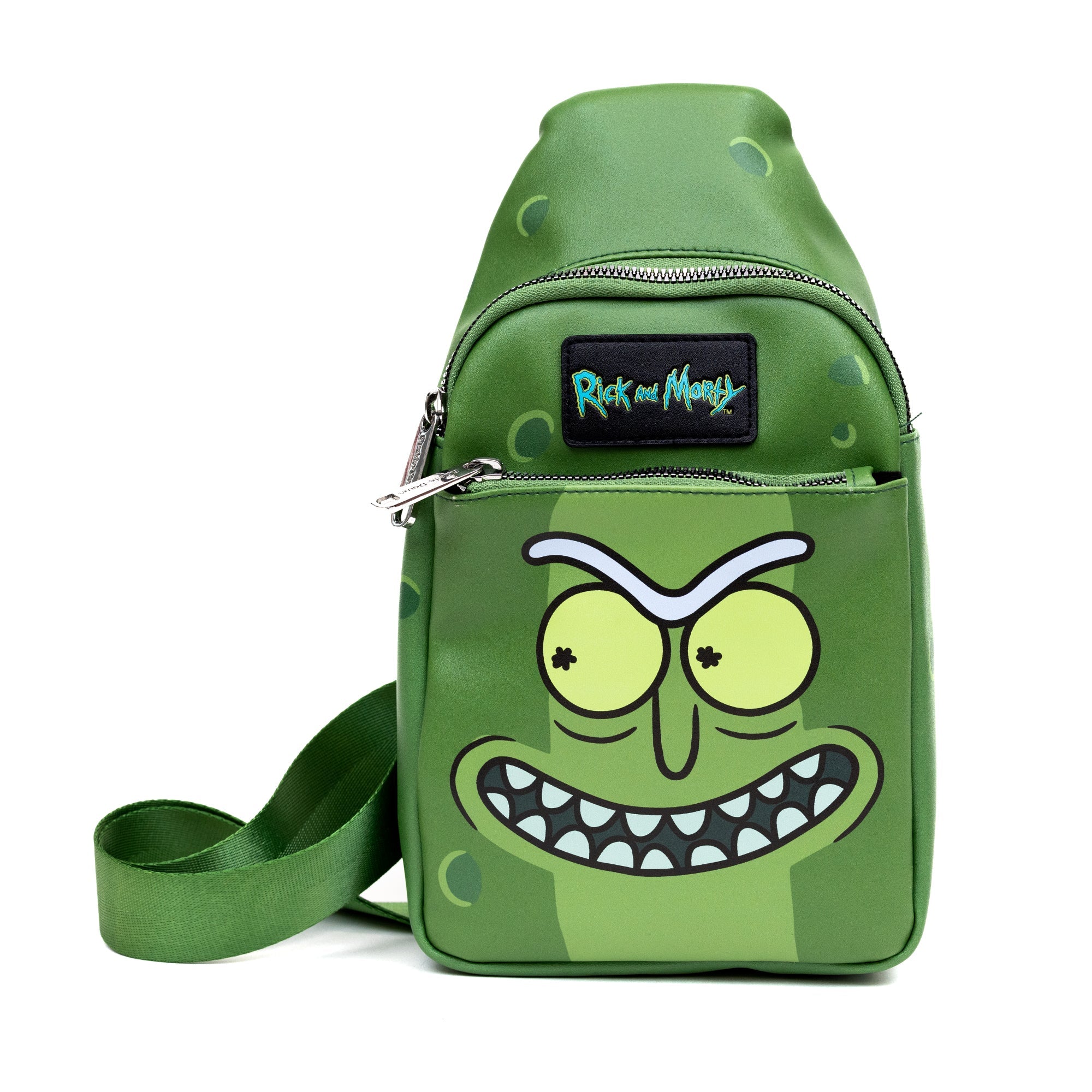 Rick and Morty Pickle Rick Expression Bounding Crossbody Sling Bag