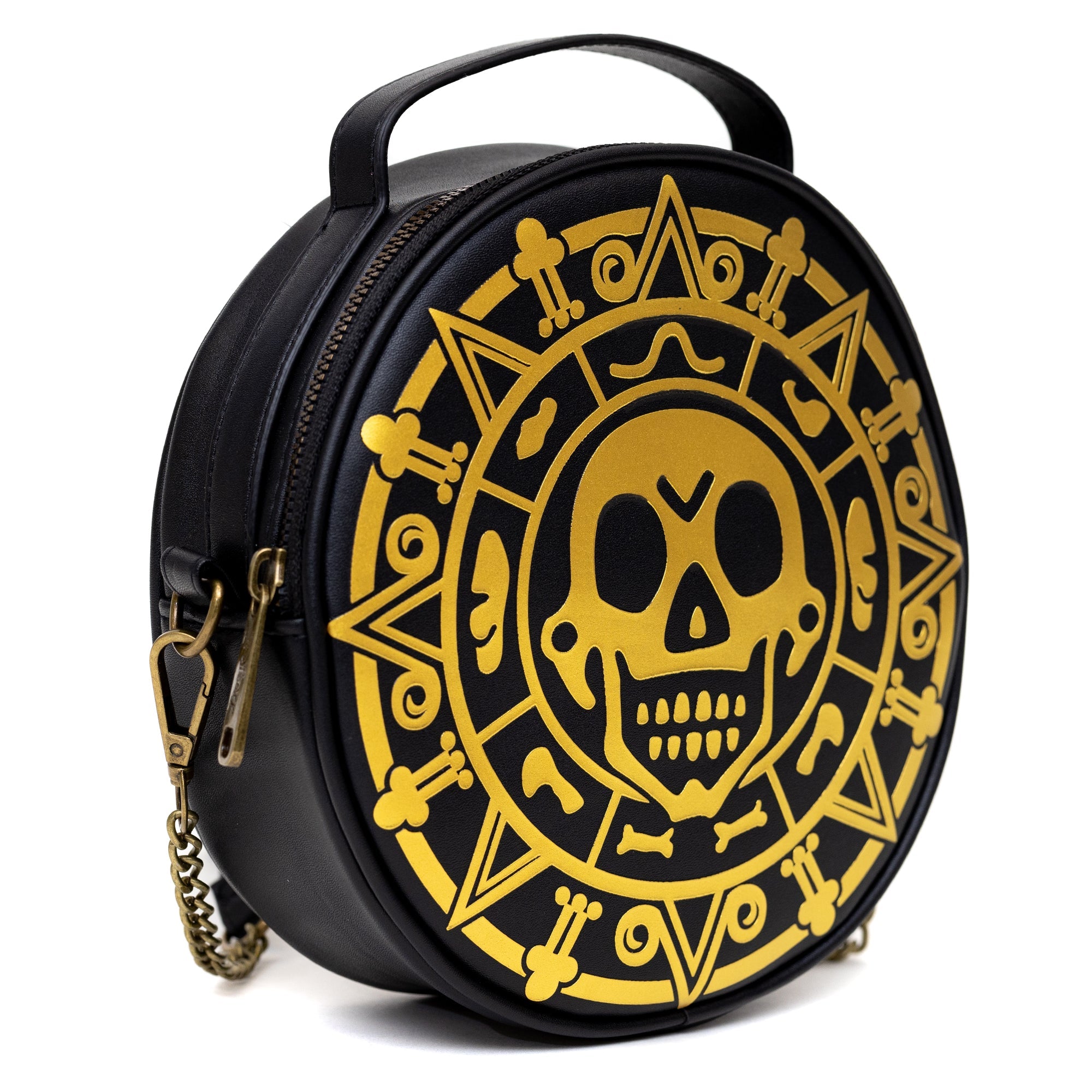 Disney Pirates of the Caribbean Dead Men Tell No Tales Aztec Coin Round Crossbody Bag