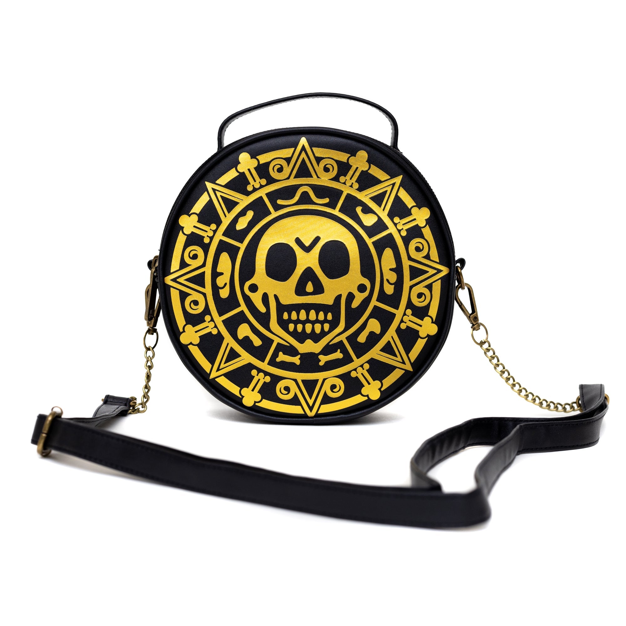 Disney Pirates of the Caribbean Dead Men Tell No Tales Aztec Coin Round Crossbody Bag