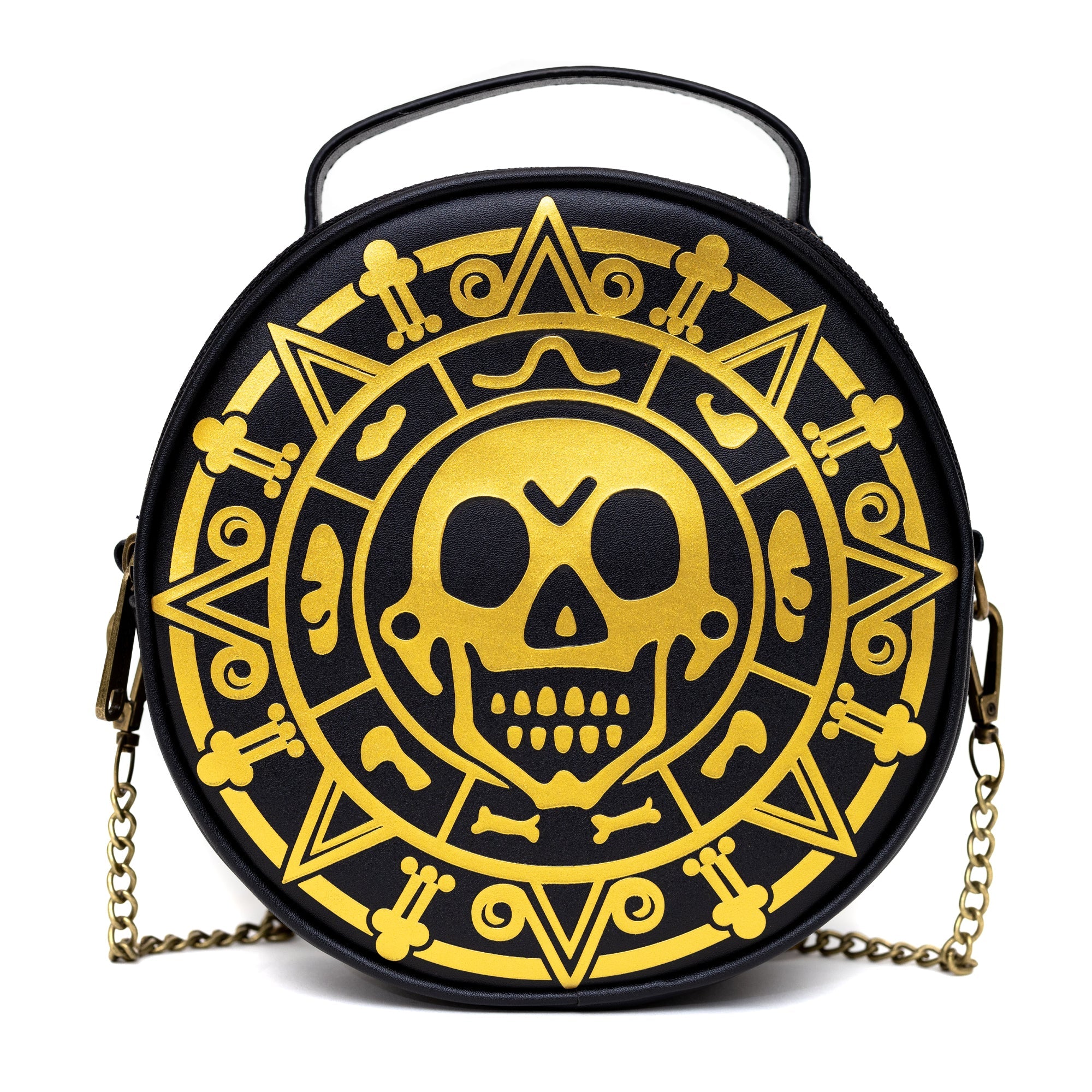 Disney Pirates of the Caribbean Dead Men Tell No Tales Aztec Coin Round Crossbody Bag