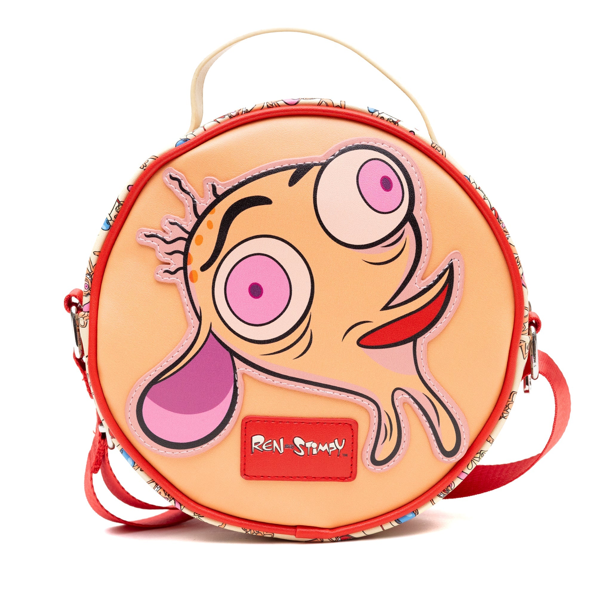 Nickelodeon Ren and Stimpy Character Face Close Up Round Crossbody Bag Blue Culture Tees